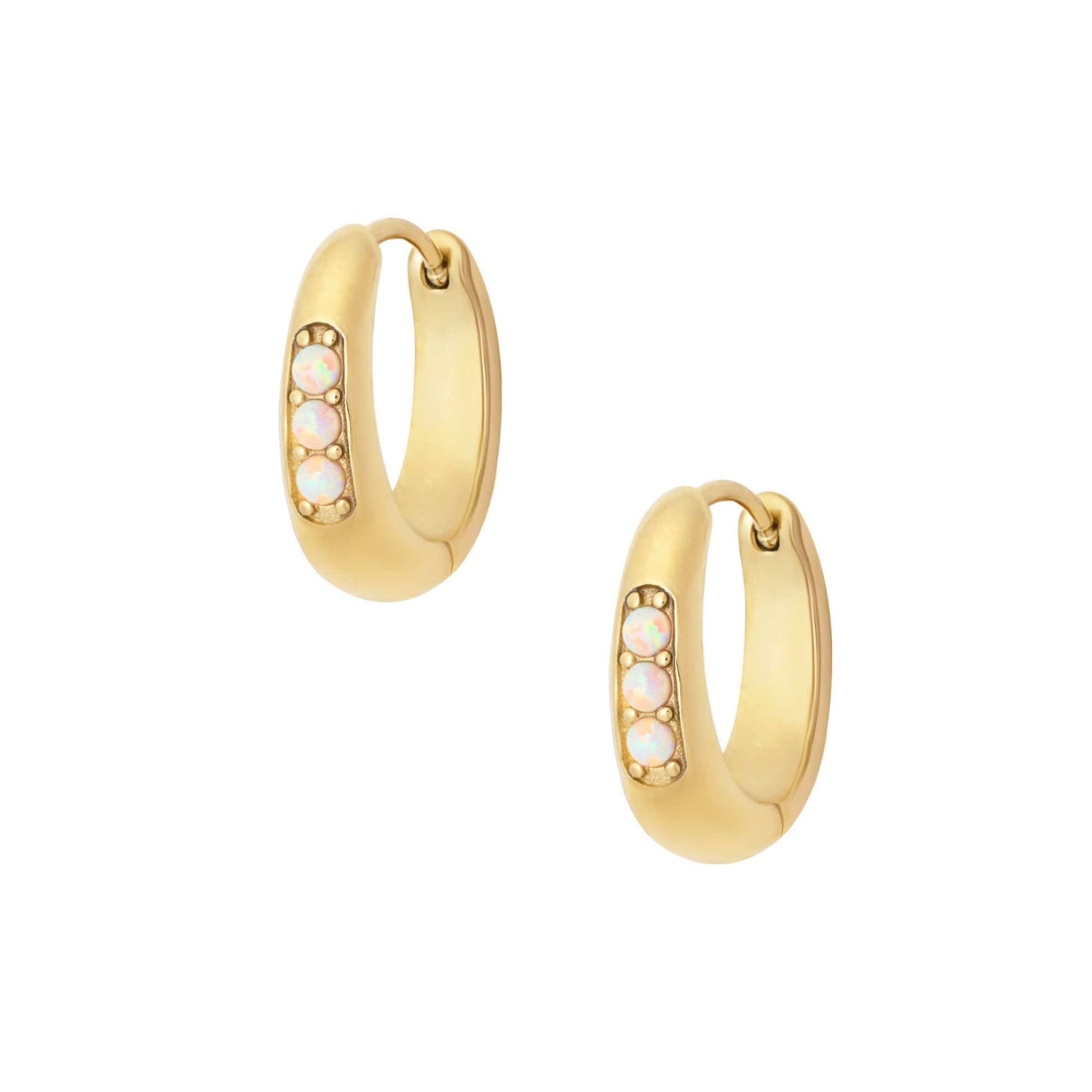 Urbanti Stainless Steel Majestic Opal Hoop Earrings