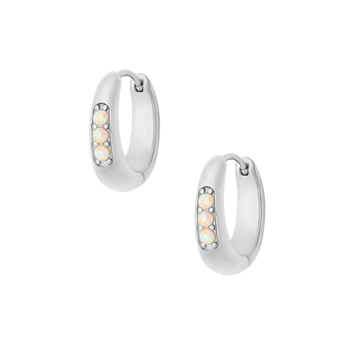 Urbanti Stainless Steel Majestic Opal Hoop Earrings