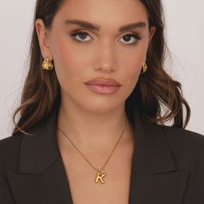 Urbanti Stainless Steel Maple Initial Necklace