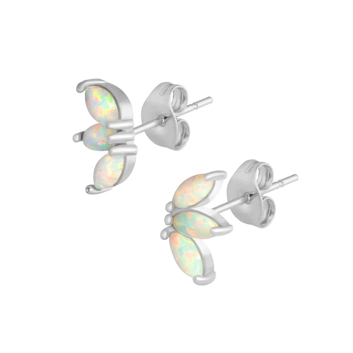 Urbanti Stainless Steel Mercury Opal Stud Earrings Silver