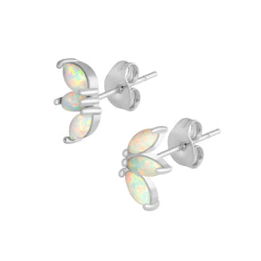 Urbanti Stainless Steel Mercury Opal Stud Earrings Silver