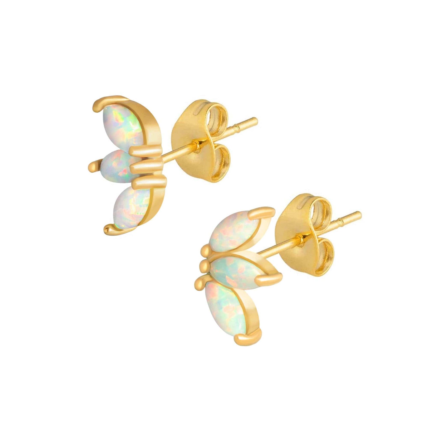 Urbanti Stainless Steel Mercury Opal Stud Earrings Gold