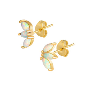 Urbanti Stainless Steel Mercury Opal Stud Earrings Gold