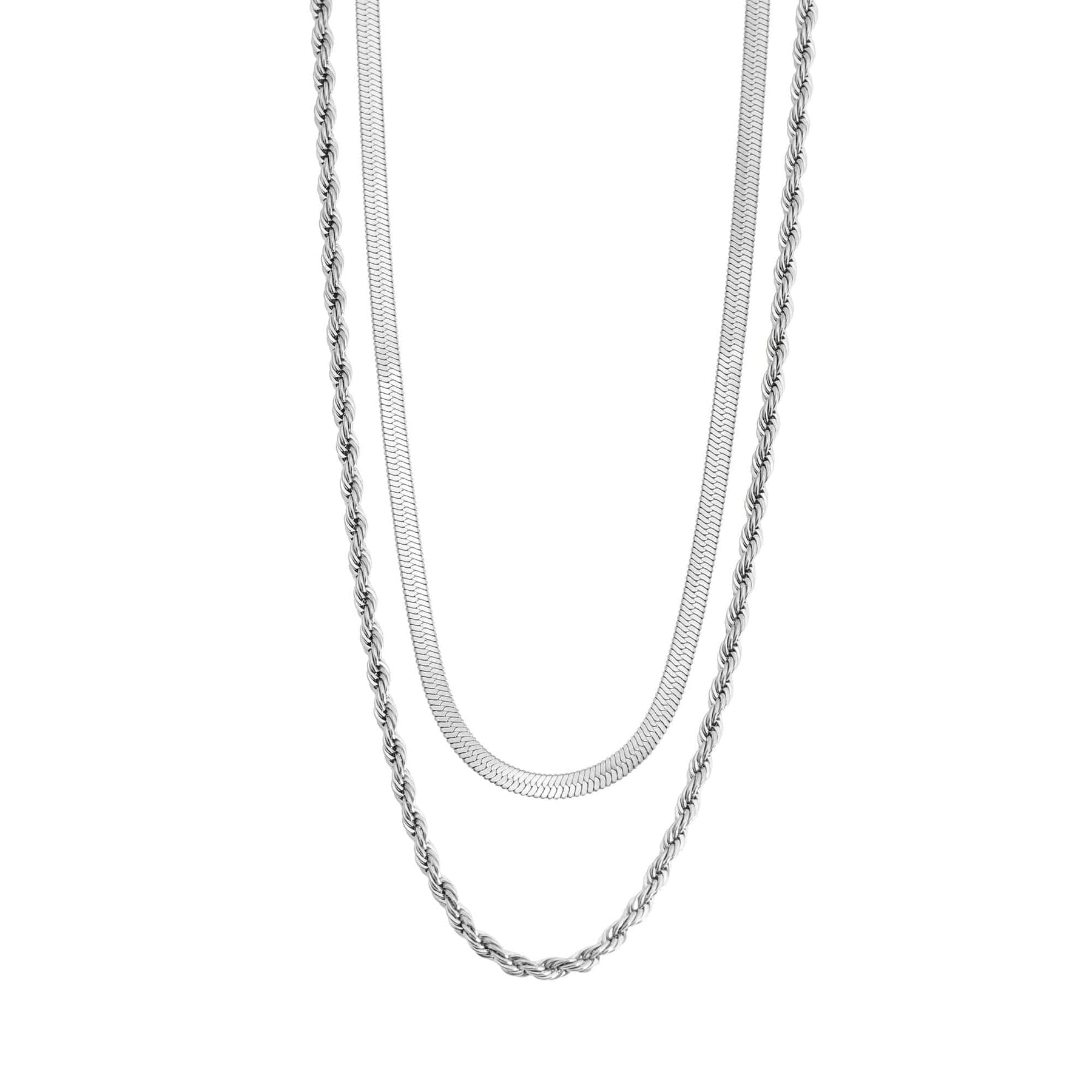 Urbanti Stainless Steel Mikayla Necklace Set Silver