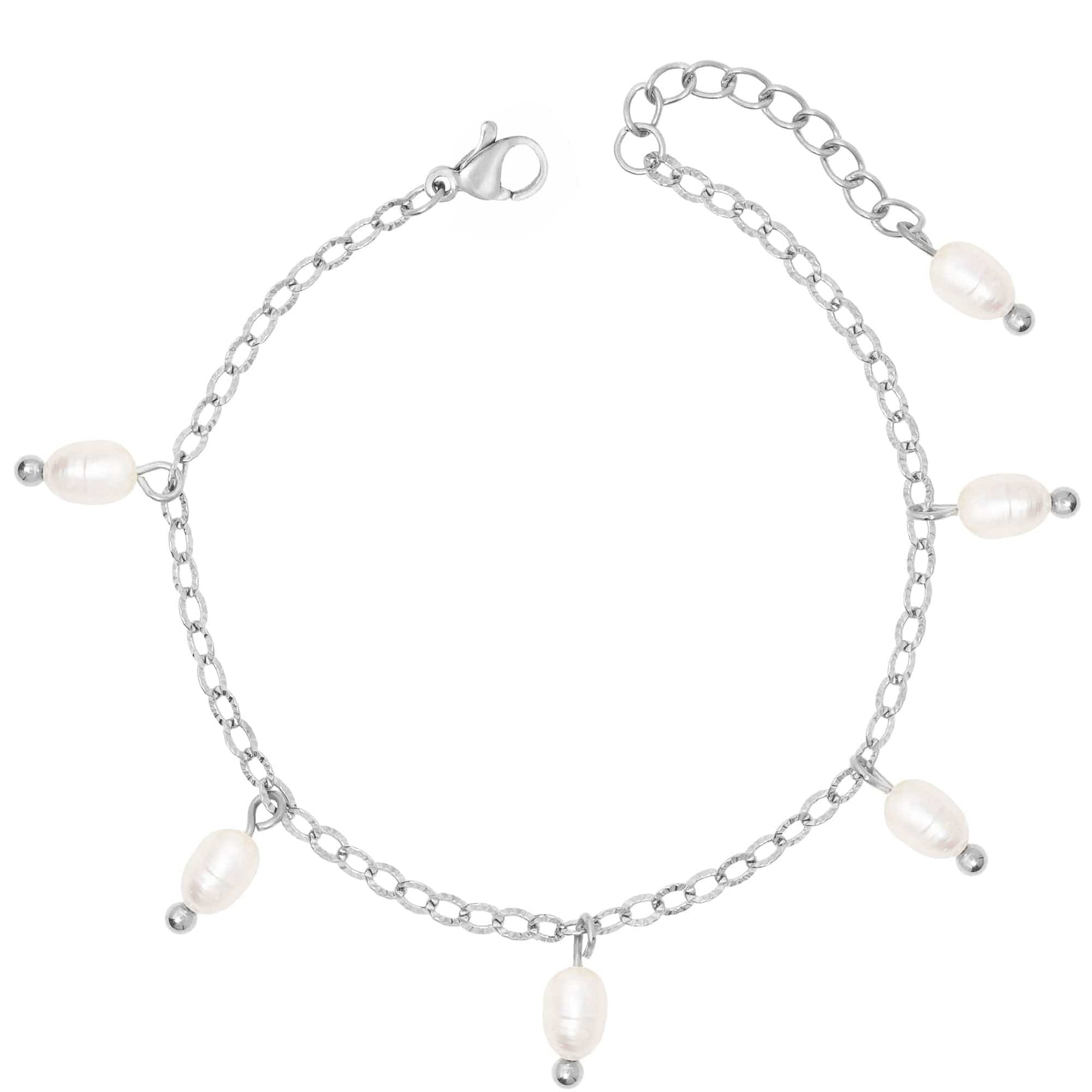 Urbanti Stainless Steel Milly Pearl Bracelet Silver