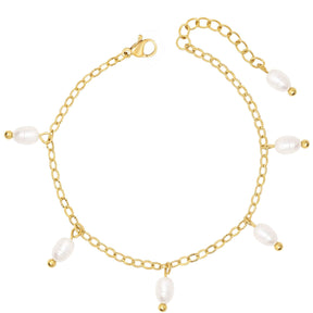 Urbanti Stainless Steel Milly Pearl Bracelet Gold