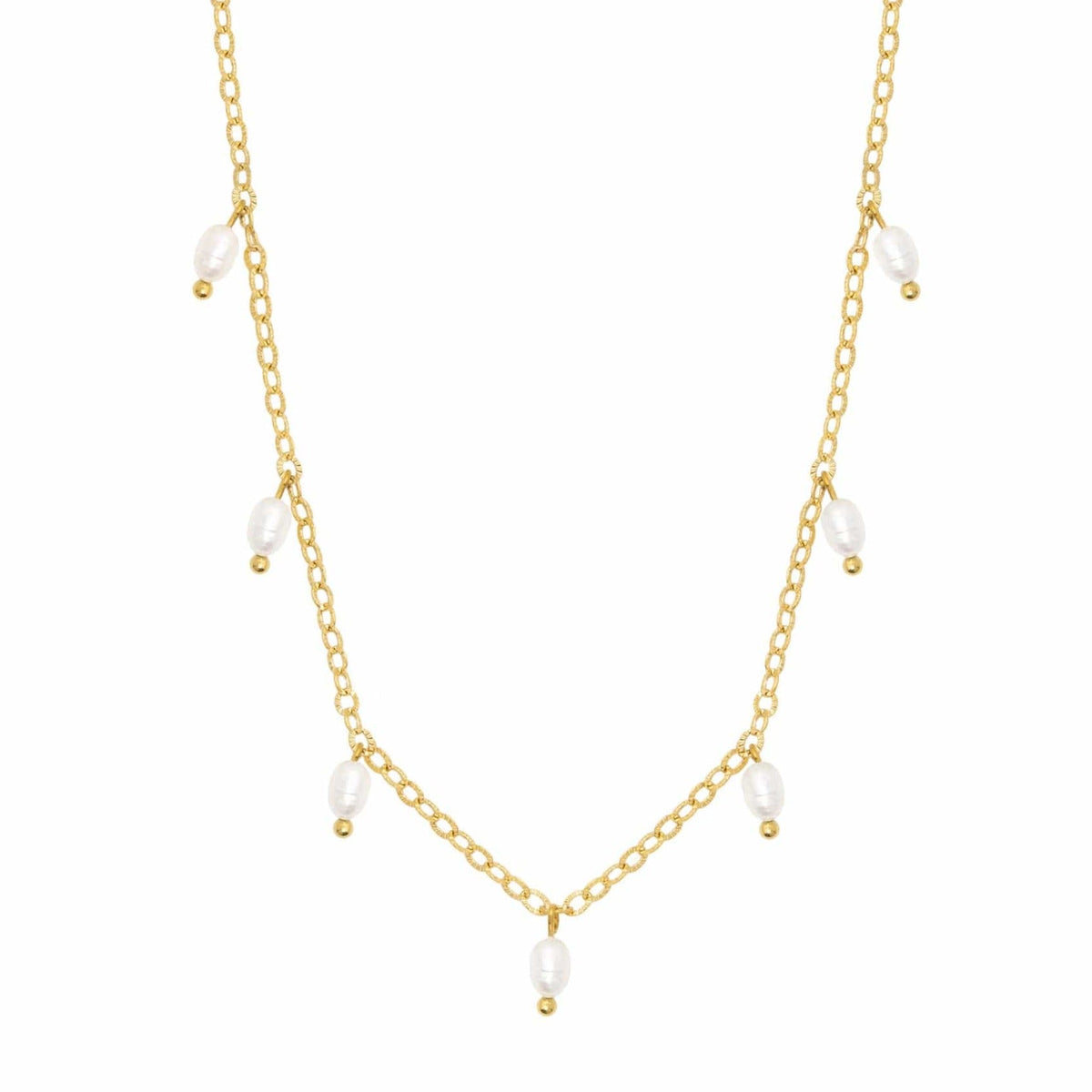 Urbanti Stainless Steel Milly Pearl Necklace Gold