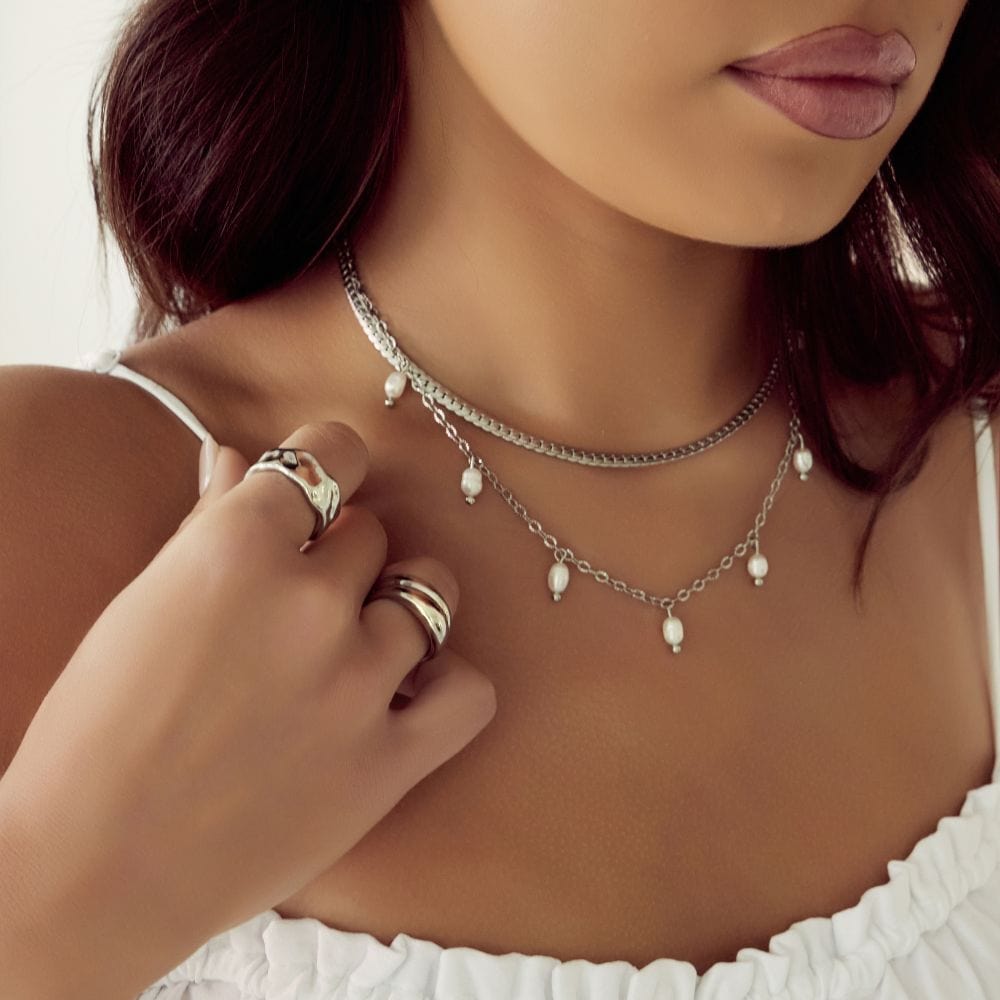 Urbanti Stainless Steel Milly Pearl Necklace