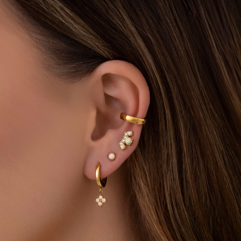 Urbanti Stainless Steel Milos Opal Hoop Earrings