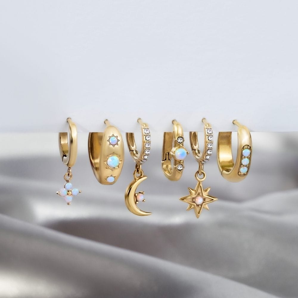 Urbanti Stainless Steel Milos Opal Hoop Earrings