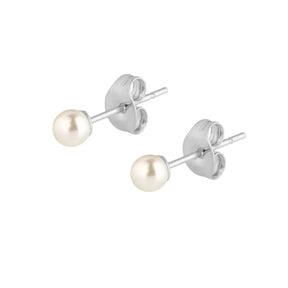 Urbanti Stainless Steel Mini Pearl Stud Earrings Silver
