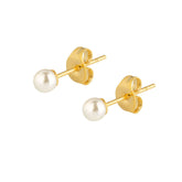 Urbanti Stainless Steel Mini Pearl Stud Earrings Gold