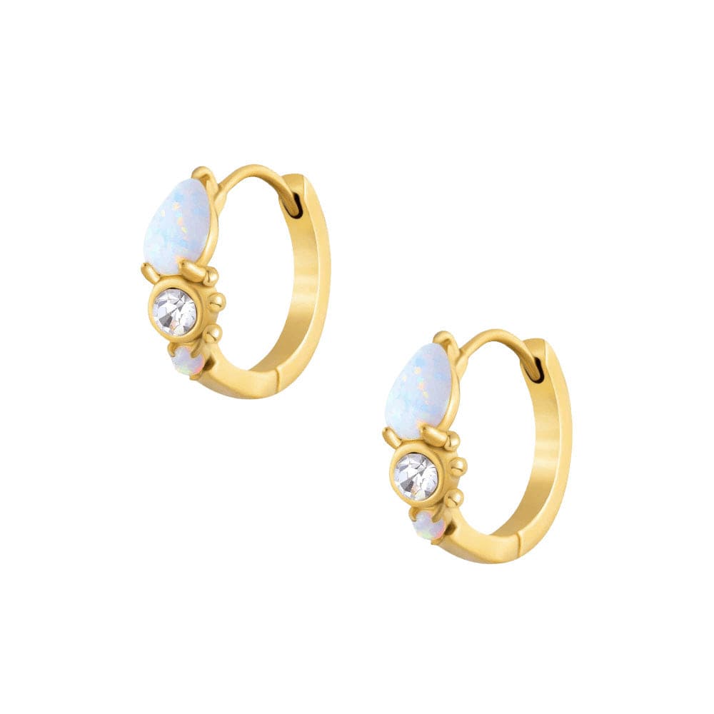 Urbanti Stainless Steel Mirabel Opal Hoop Earrings Gold