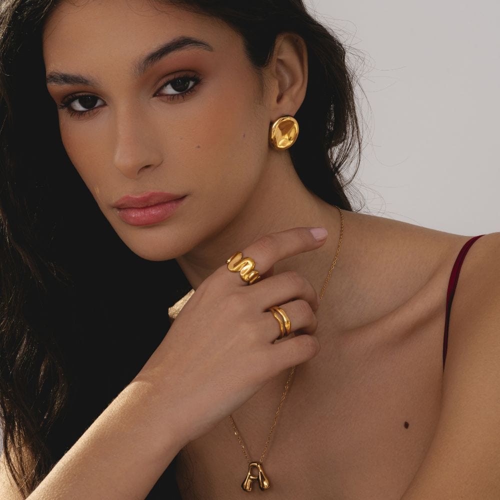 Urbanti Stainless Steel Molten Initial Necklace