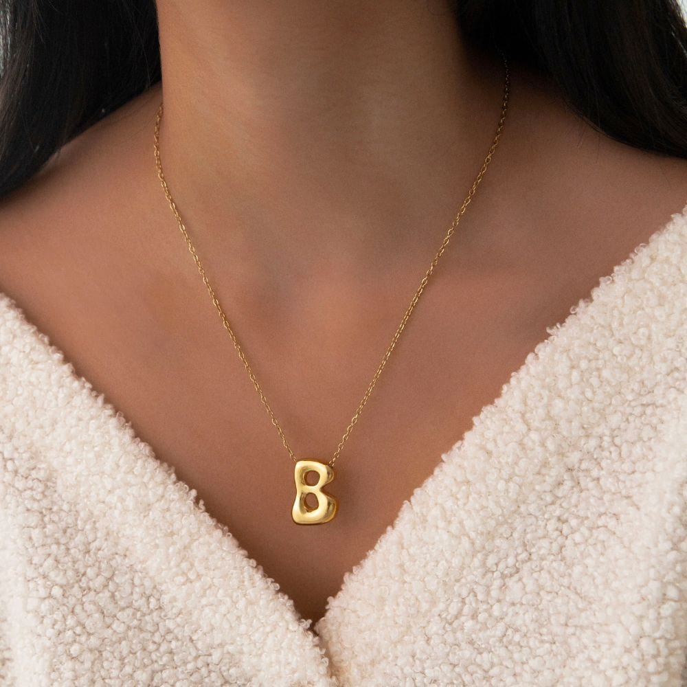 Urbanti Stainless Steel Molten Initial Necklace