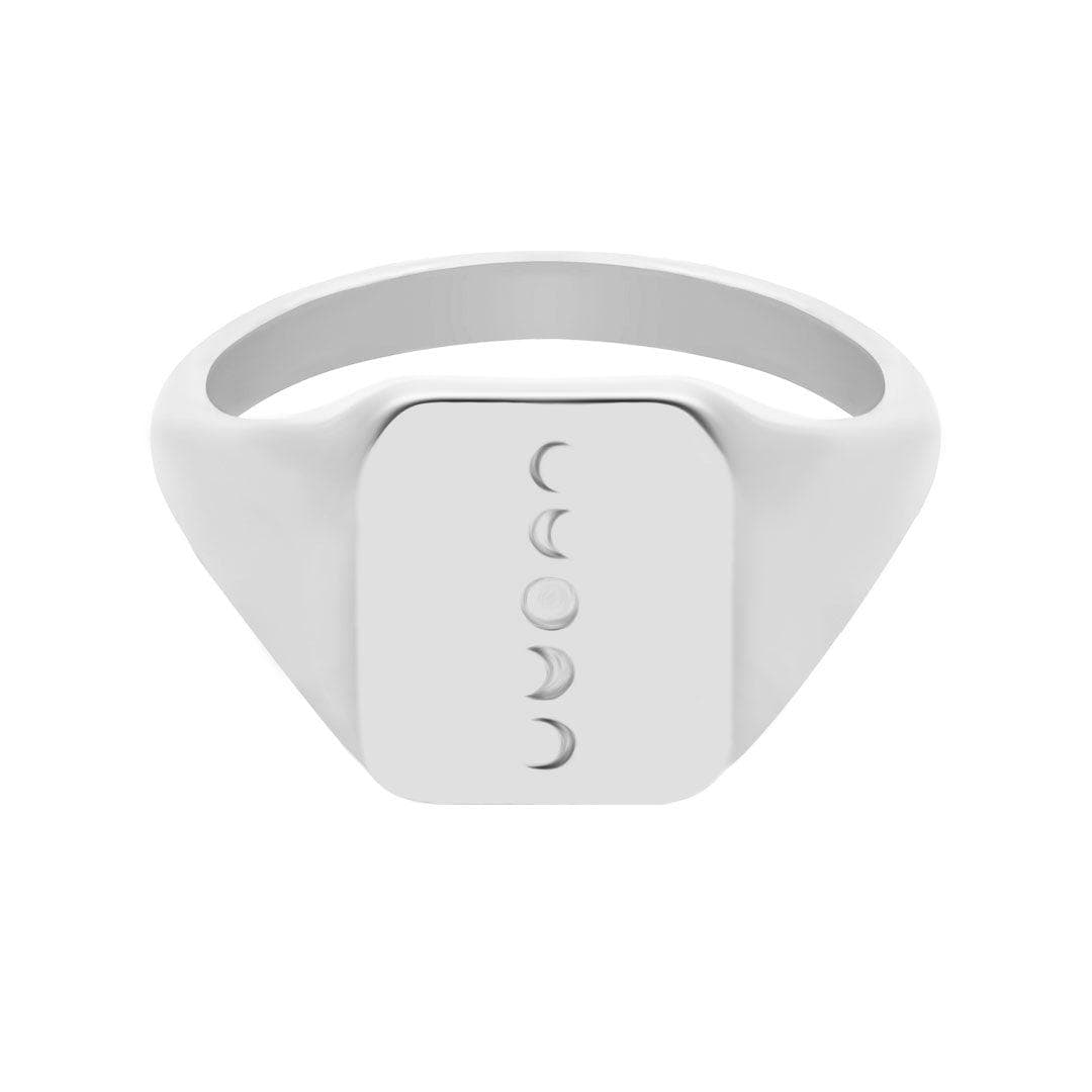 Urbanti Stainless Steel Moon Phases Signet Ring Silver / US 6 / UK L / EUR 51 (small)