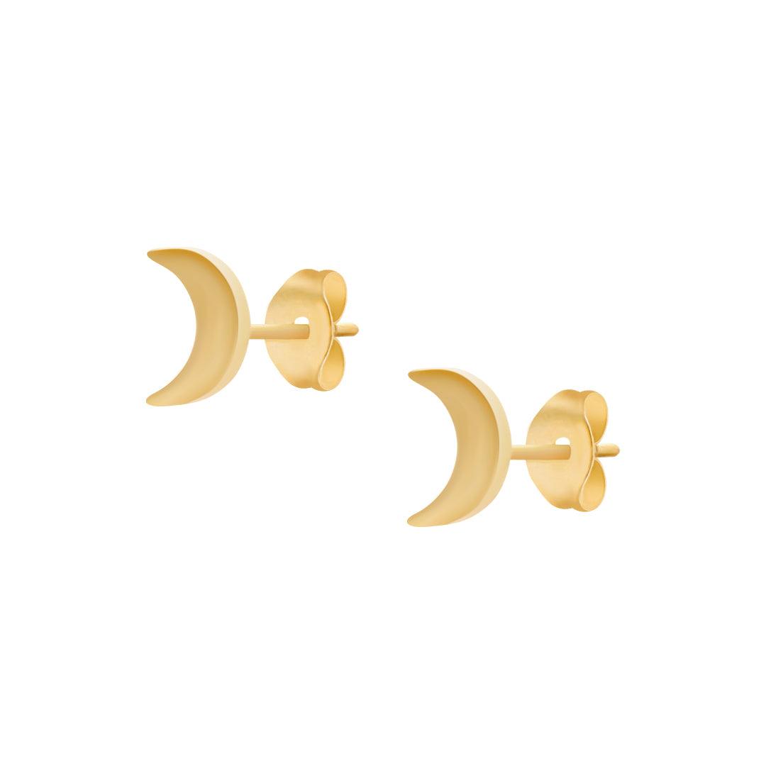 Urbanti Stainless Steel Moonshine Stud Earrings Gold