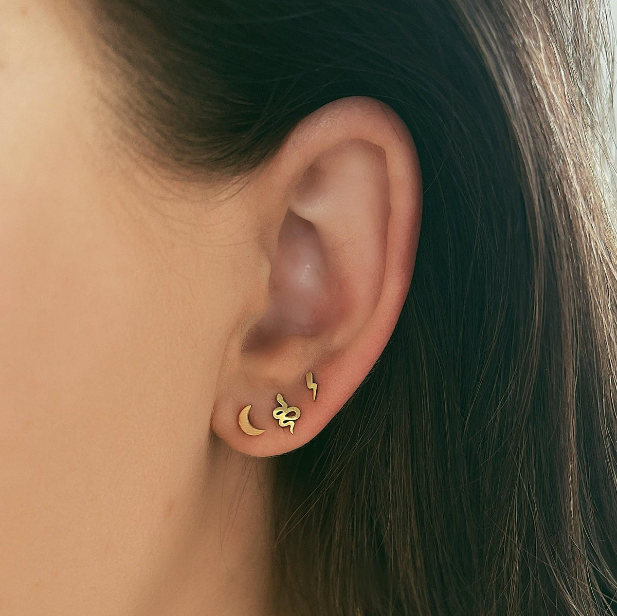 Urbanti Stainless Steel Moonshine Stud Earrings