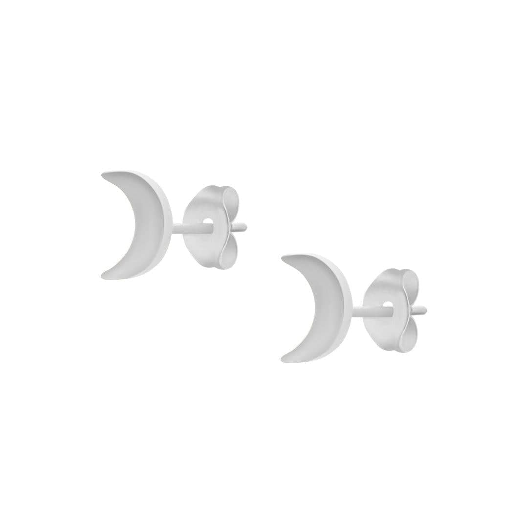 Urbanti Stainless Steel Moonshine Stud Earrings Silver