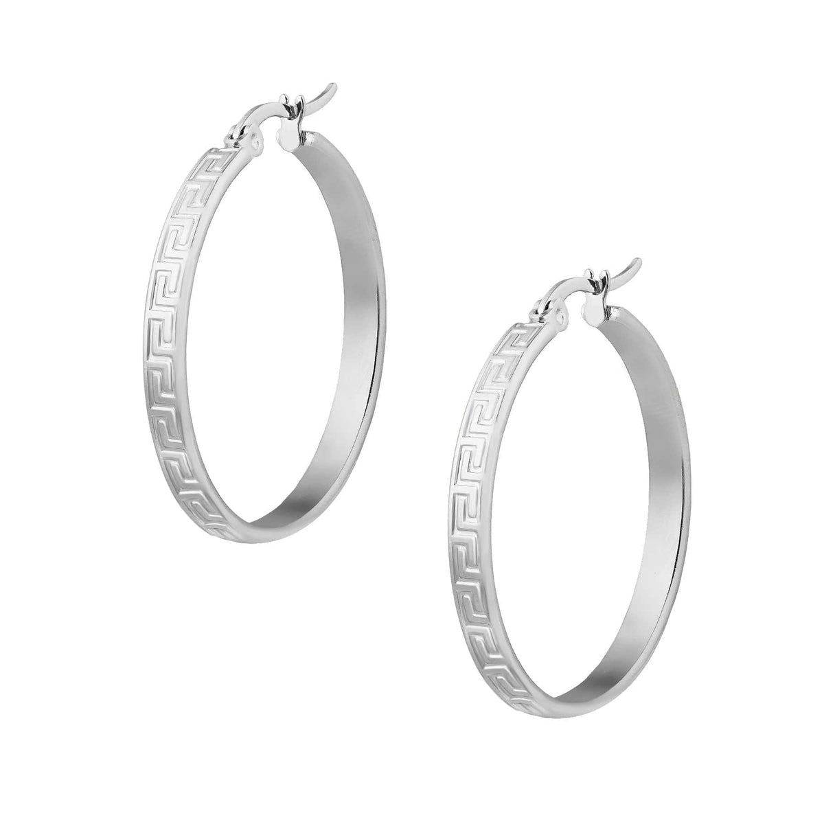 Urbanti Stainless Steel Morocco Hoop Earrings Silver
