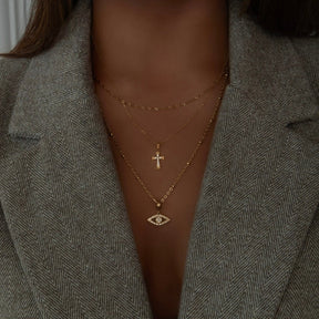 Urbanti Stainless Steel Natalya Cross Necklace Gold