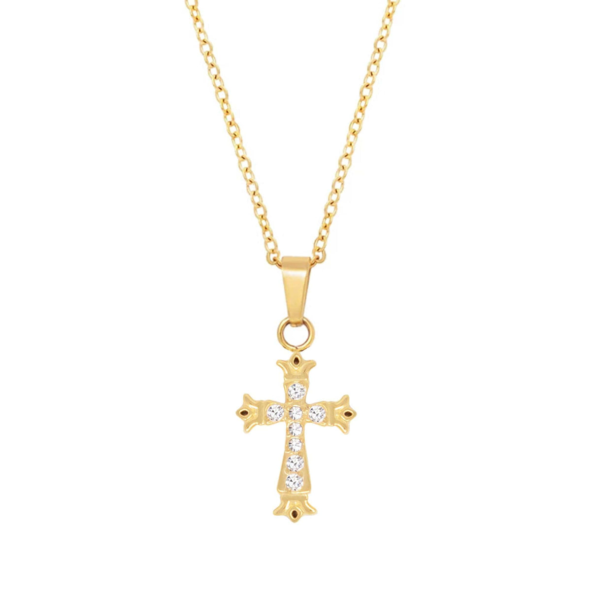 Urbanti Stainless Steel Natalya Cross Necklace Gold