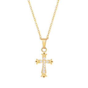 Urbanti Stainless Steel Natalya Cross Necklace Gold