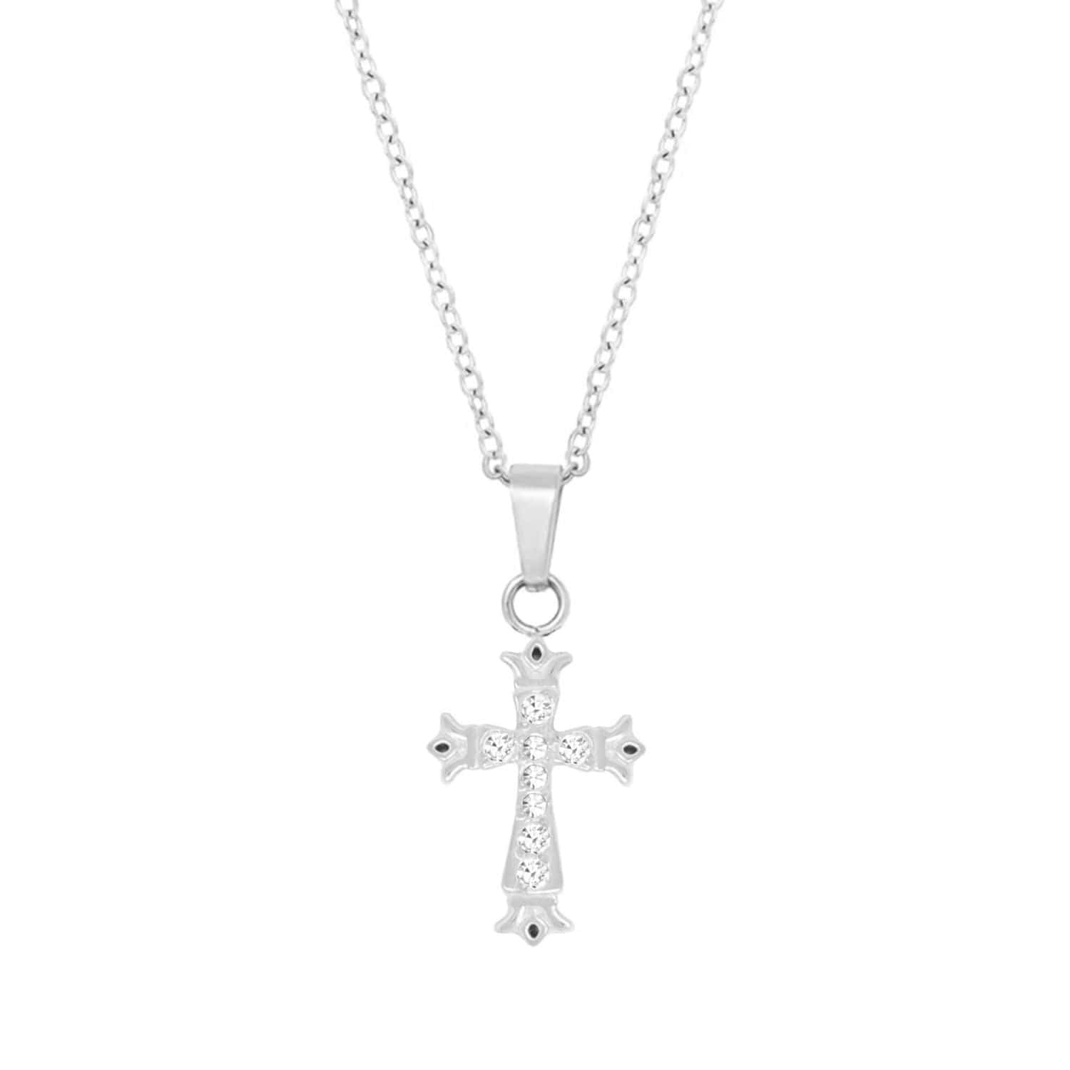Urbanti Stainless Steel Natalya Cross Necklace Silver