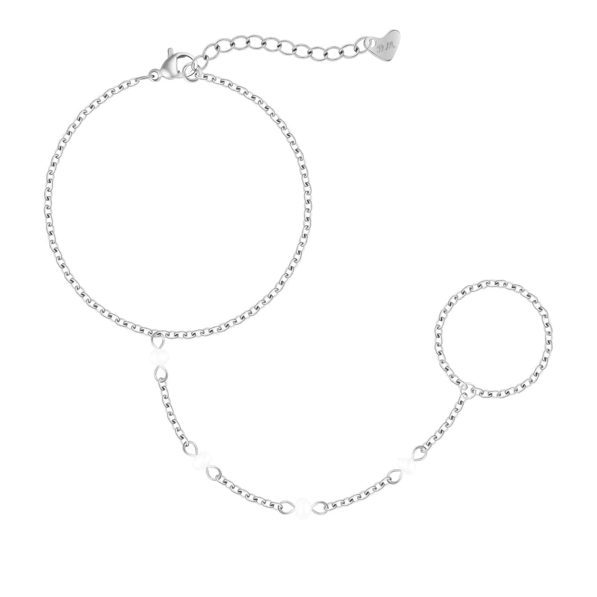 Urbanti Stainless Steel Nico Pearl Hand Chain Bracelet