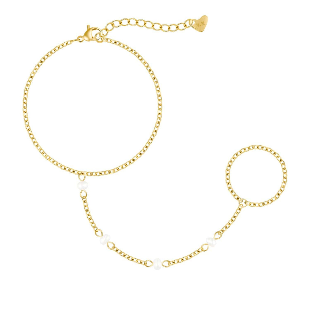 Urbanti Stainless Steel Nico Pearl Hand Chain Bracelet