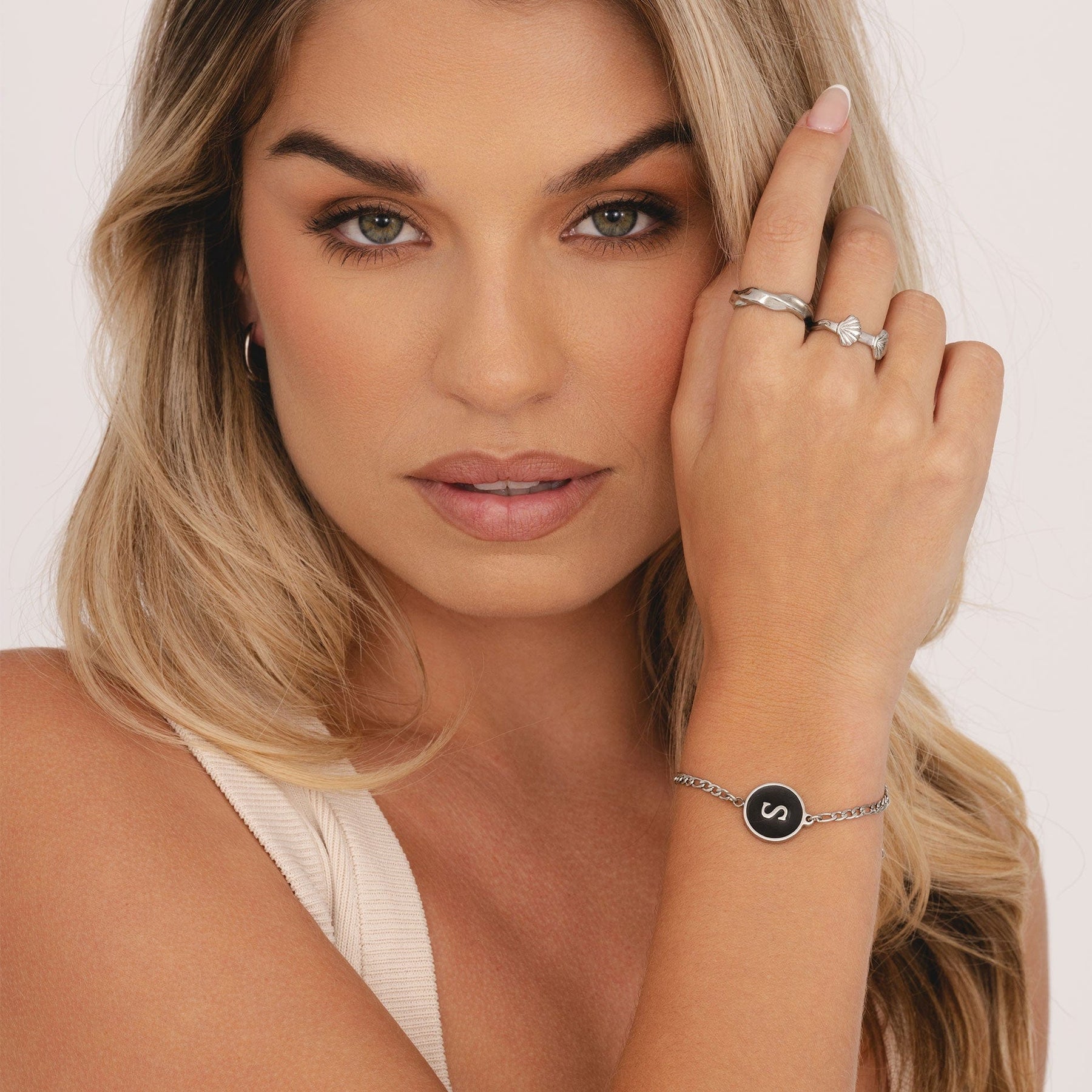 Urbanti Stainless Steel Noire Initial Bracelet