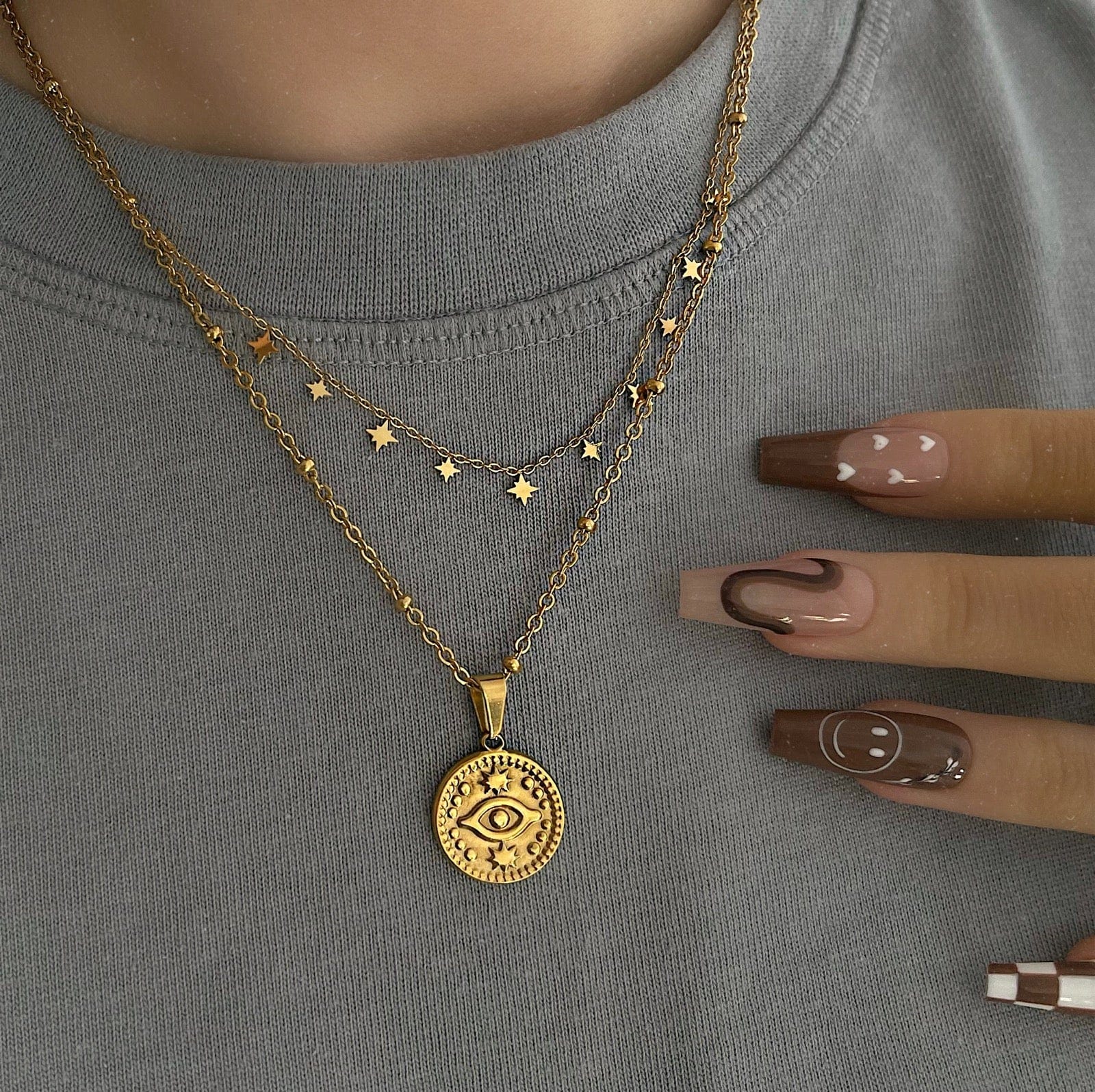 Urbanti Stainless Steel Northern Star Necklace Gold