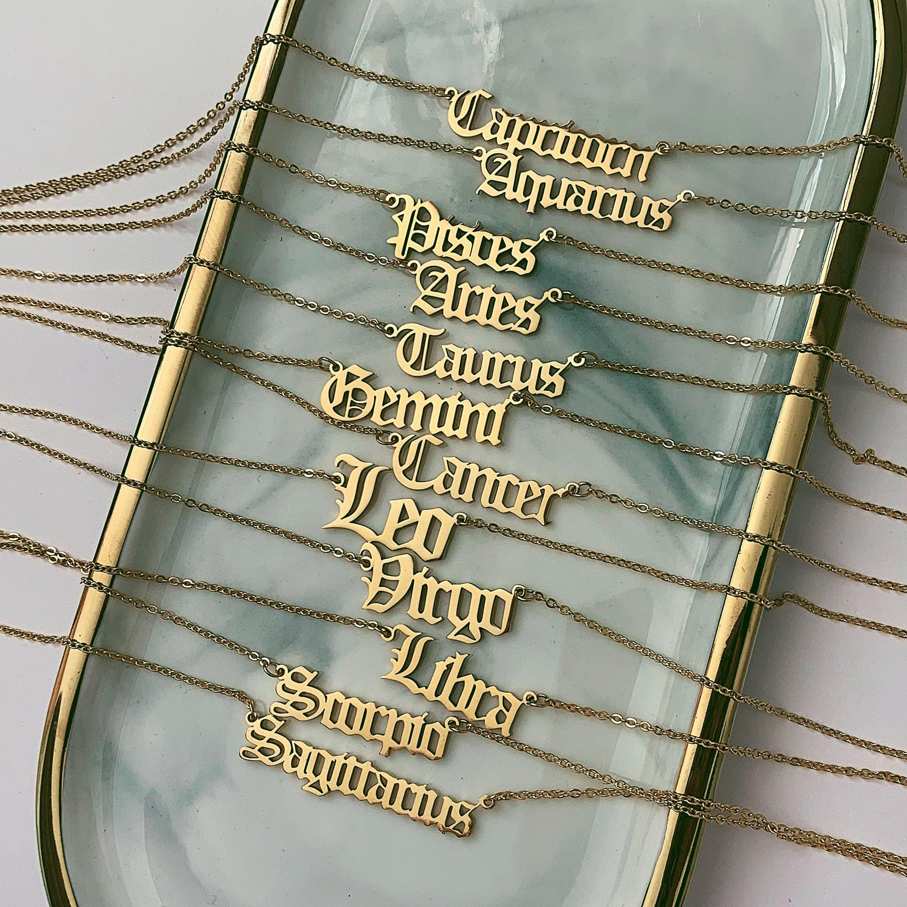 Urbanti Stainless Steel Old English Zodiac Necklace