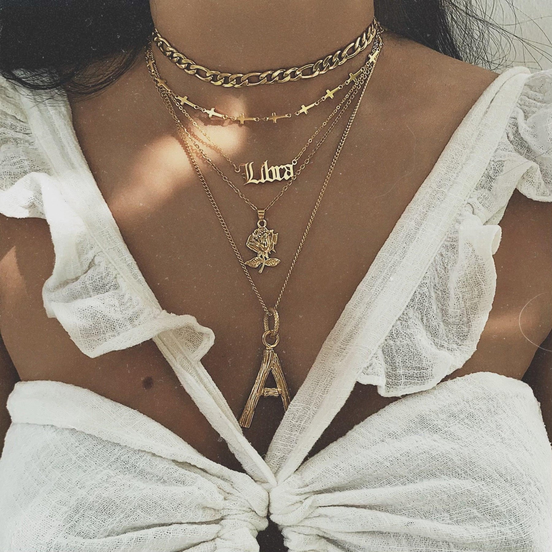 Urbanti Stainless Steel Old English Zodiac Necklace