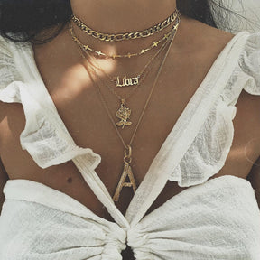 Urbanti Stainless Steel Old English Zodiac Necklace