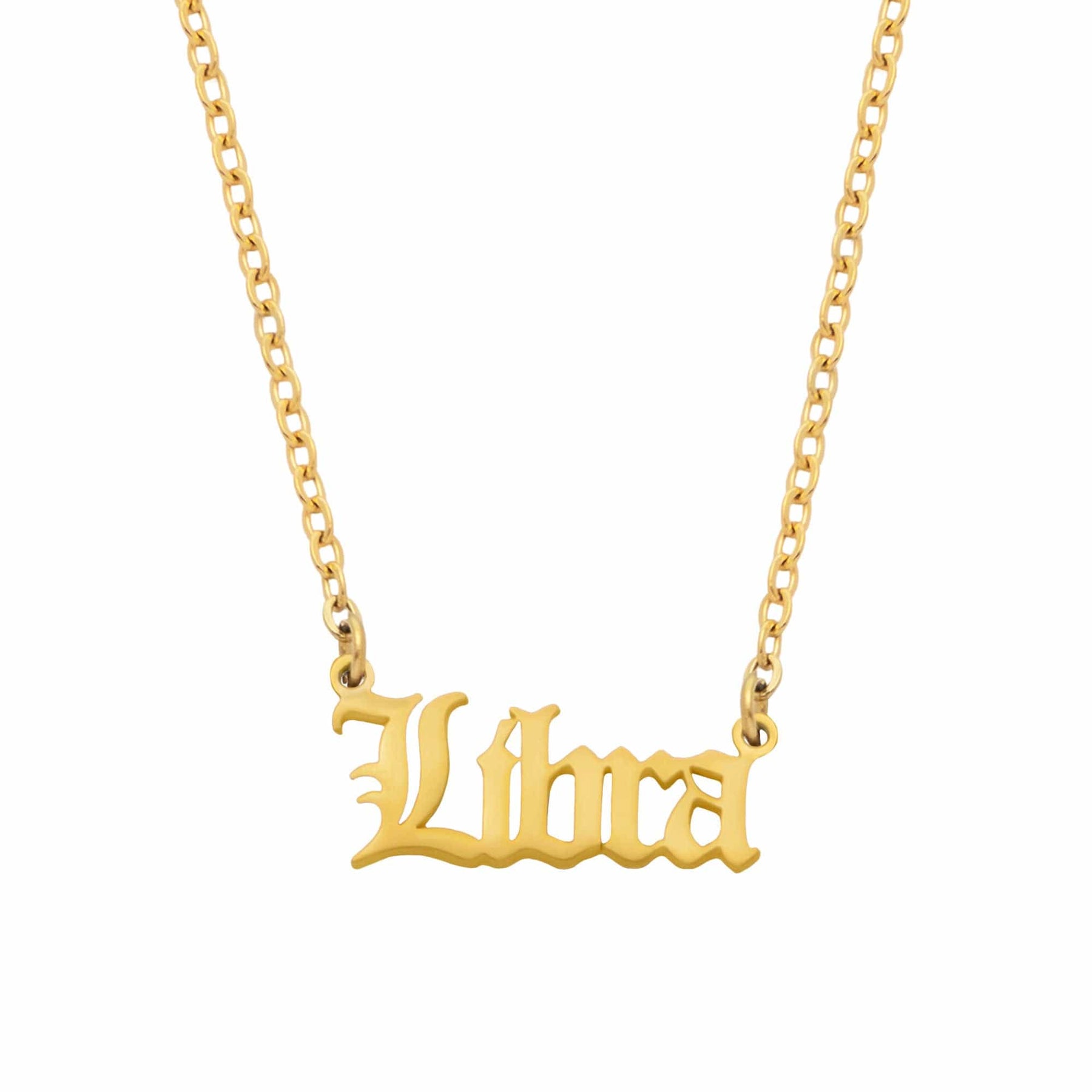 Urbanti Stainless Steel Old English Zodiac Necklace