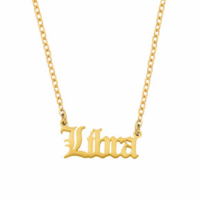 Urbanti Stainless Steel Old English Zodiac Necklace