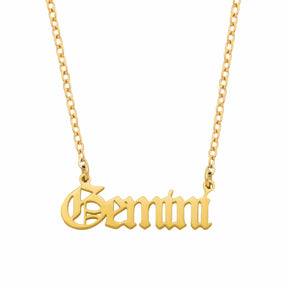 Urbanti Stainless Steel Old English Zodiac Necklace