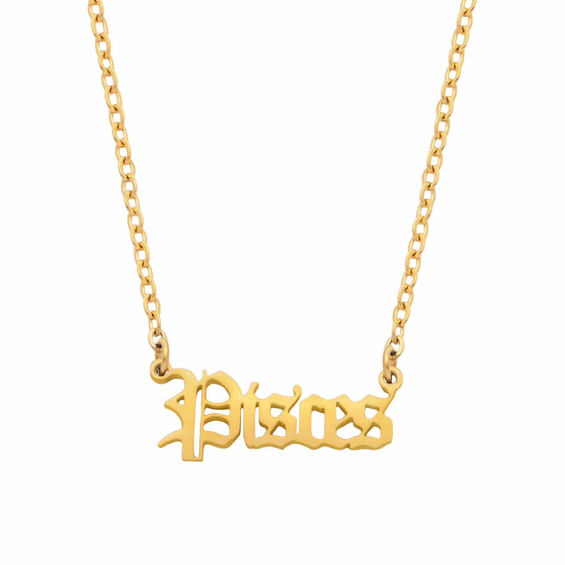 Urbanti Stainless Steel Old English Zodiac Necklace
