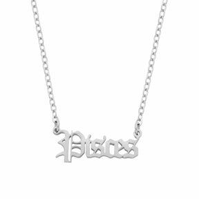 Urbanti Stainless Steel Old English Zodiac Necklace
