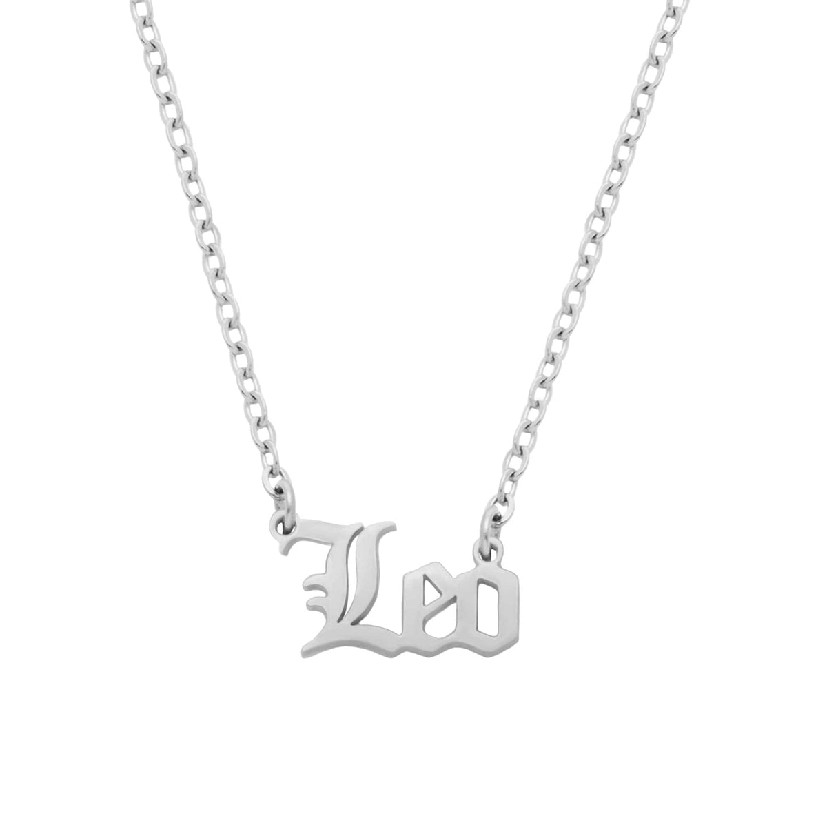 Urbanti Stainless Steel Old English Zodiac Necklace Silver / Leo