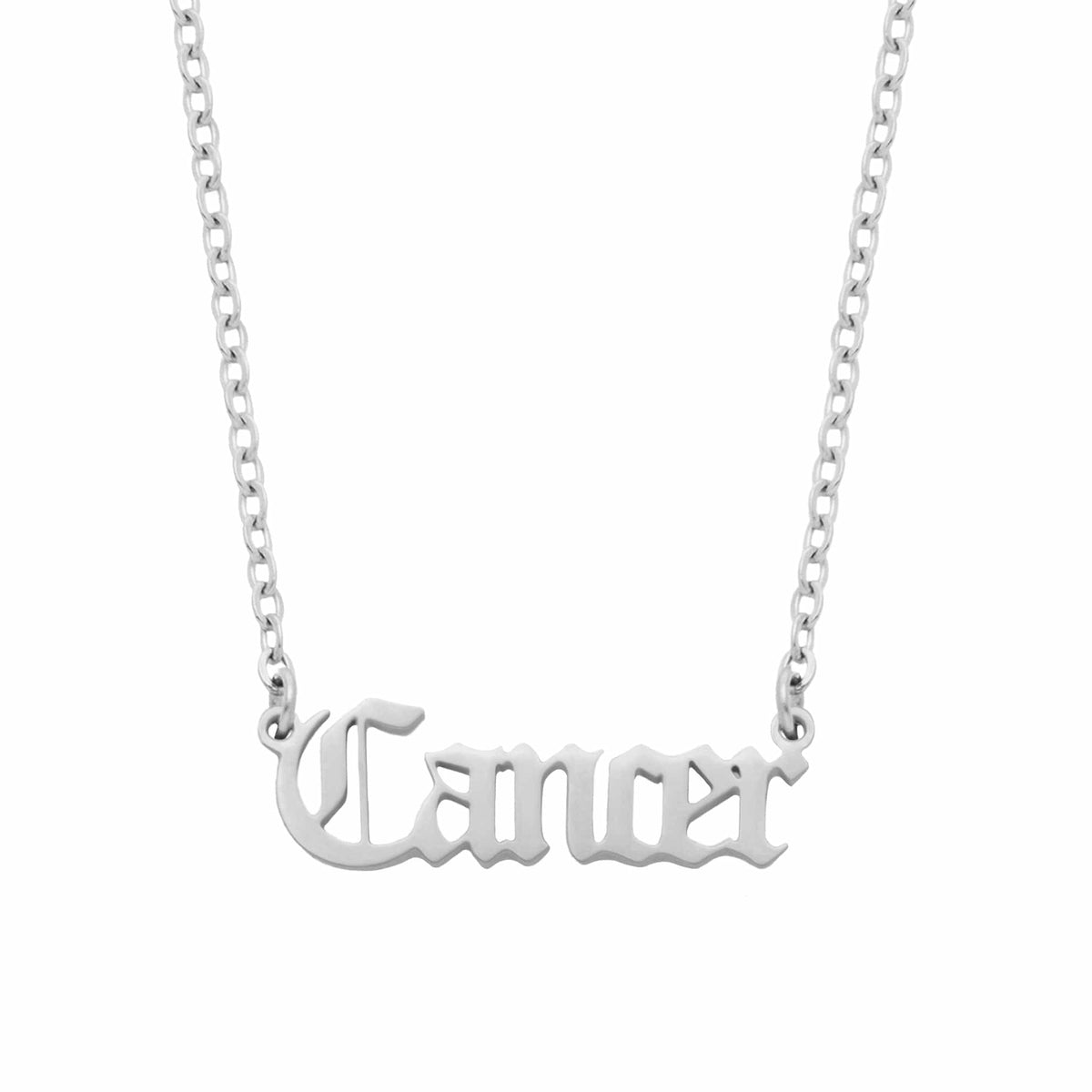 Urbanti Stainless Steel Old English Zodiac Necklace Silver / Cancer