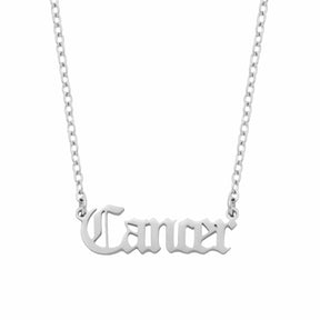 Urbanti Stainless Steel Old English Zodiac Necklace Silver / Cancer