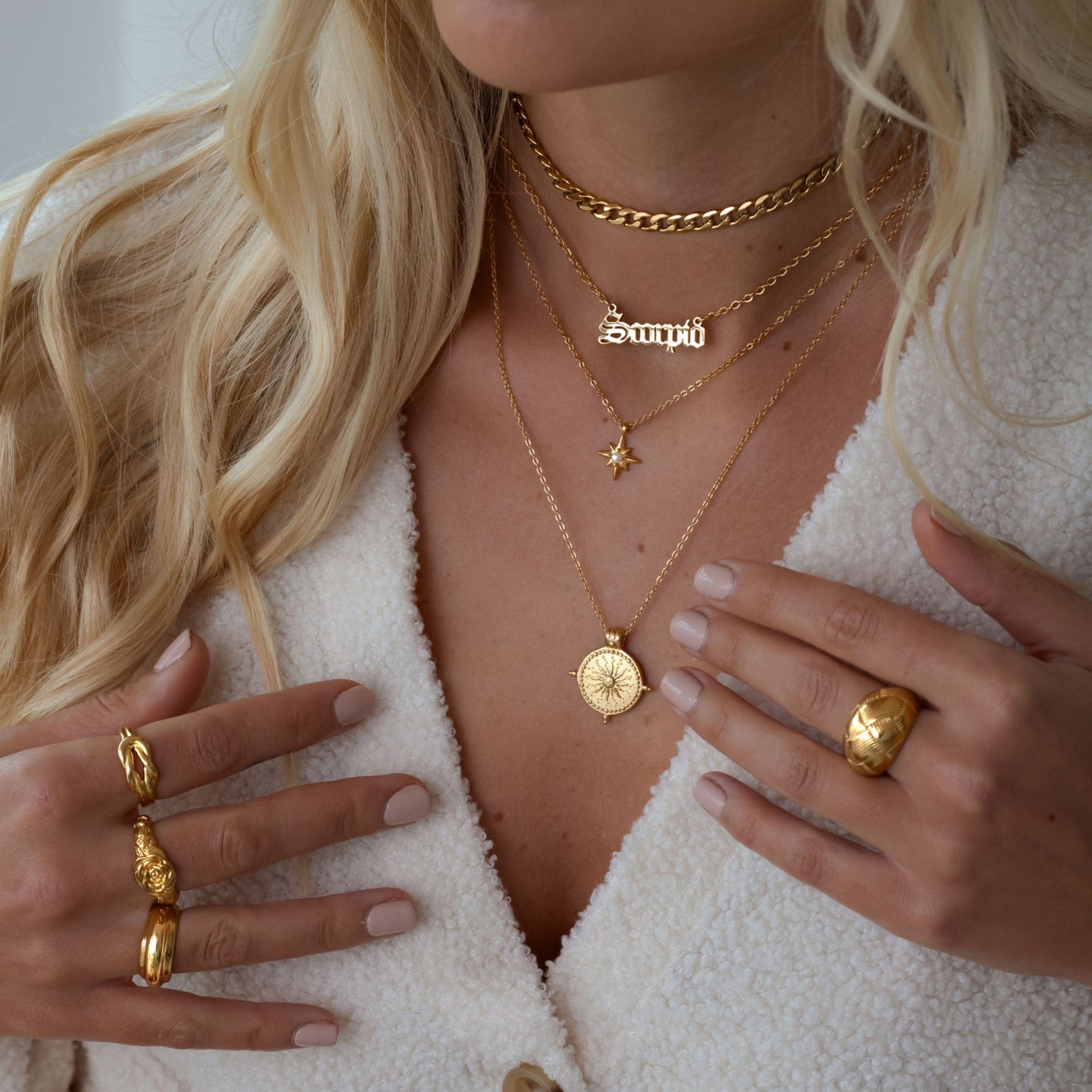 Urbanti Stainless Steel Old English Zodiac Necklace