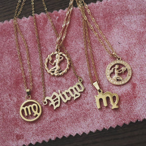 Urbanti Stainless Steel Old English Zodiac Necklace