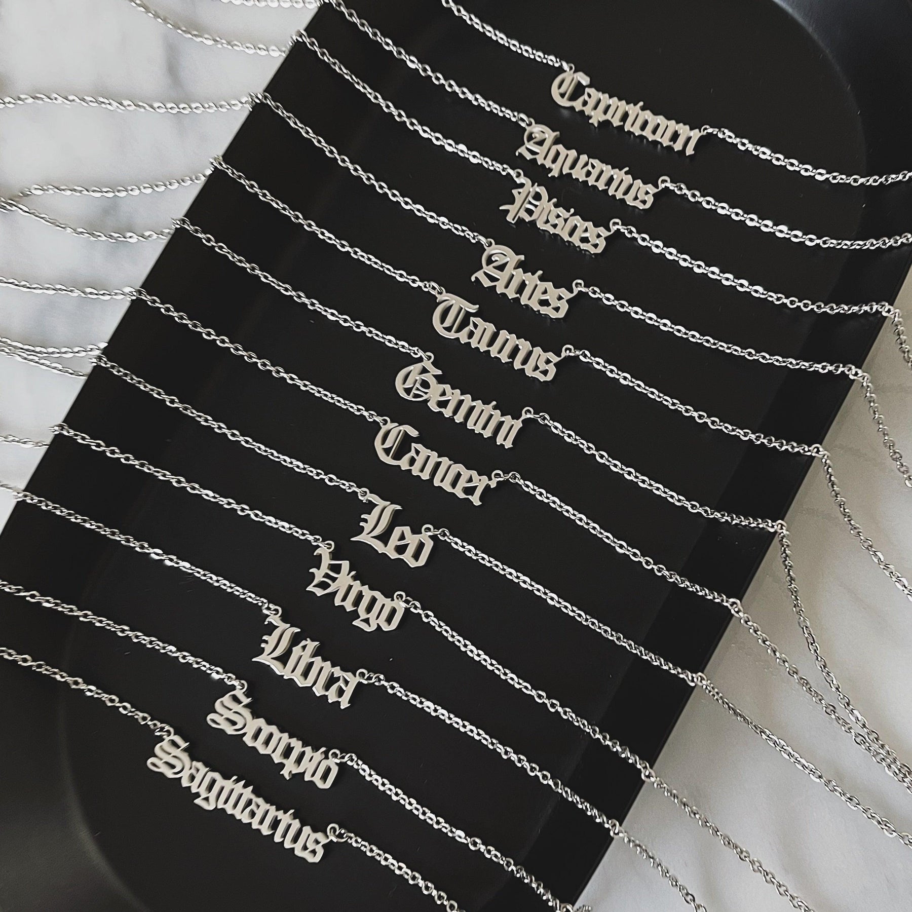 Urbanti Stainless Steel Old English Zodiac Necklace