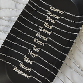 Urbanti Stainless Steel Old English Zodiac Necklace