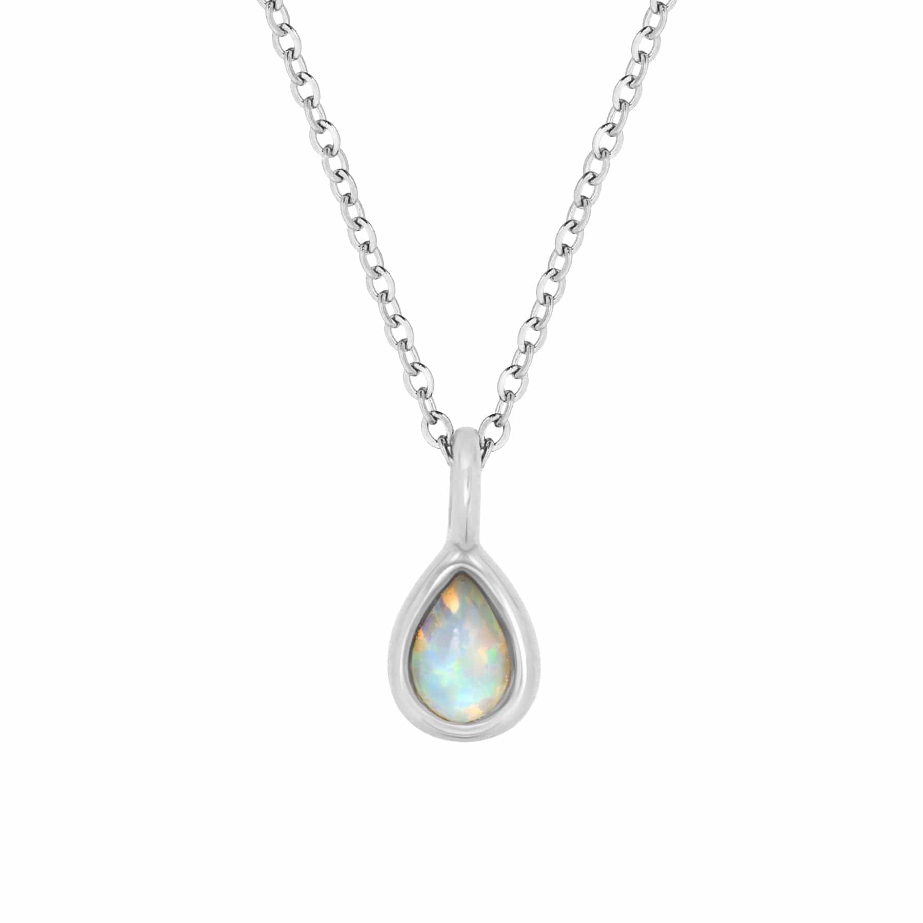 Urbanti Stainless Steel Orla Opal Necklace Silver