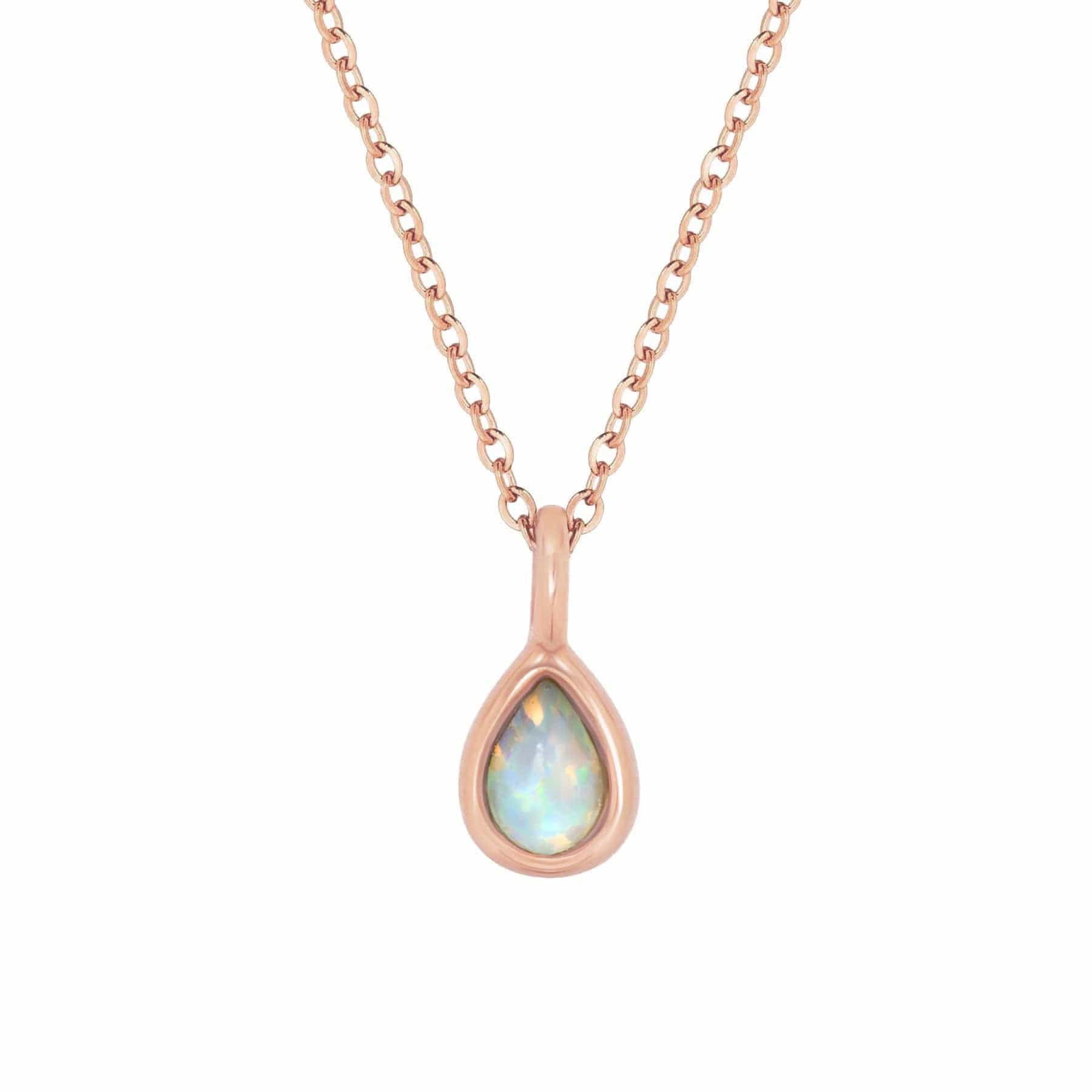 Urbanti Stainless Steel Orla Opal Necklace Rose Gold