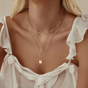 Urbanti Stainless Steel Padlock Gothic Initial Necklace